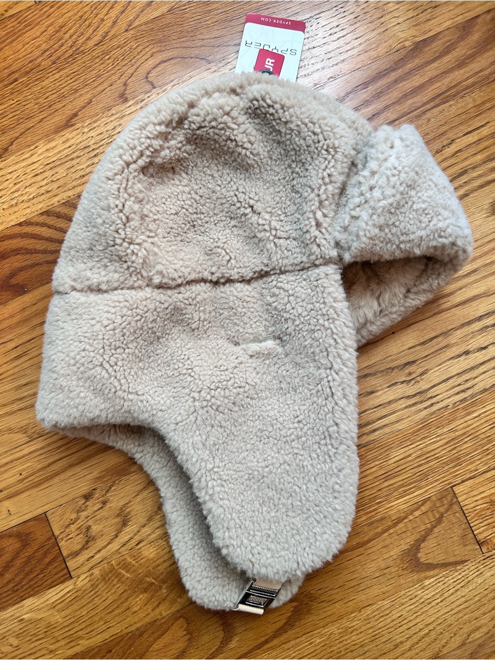 Spyder Tan Faux-Sherpa Trapper Hat with Chin Strap